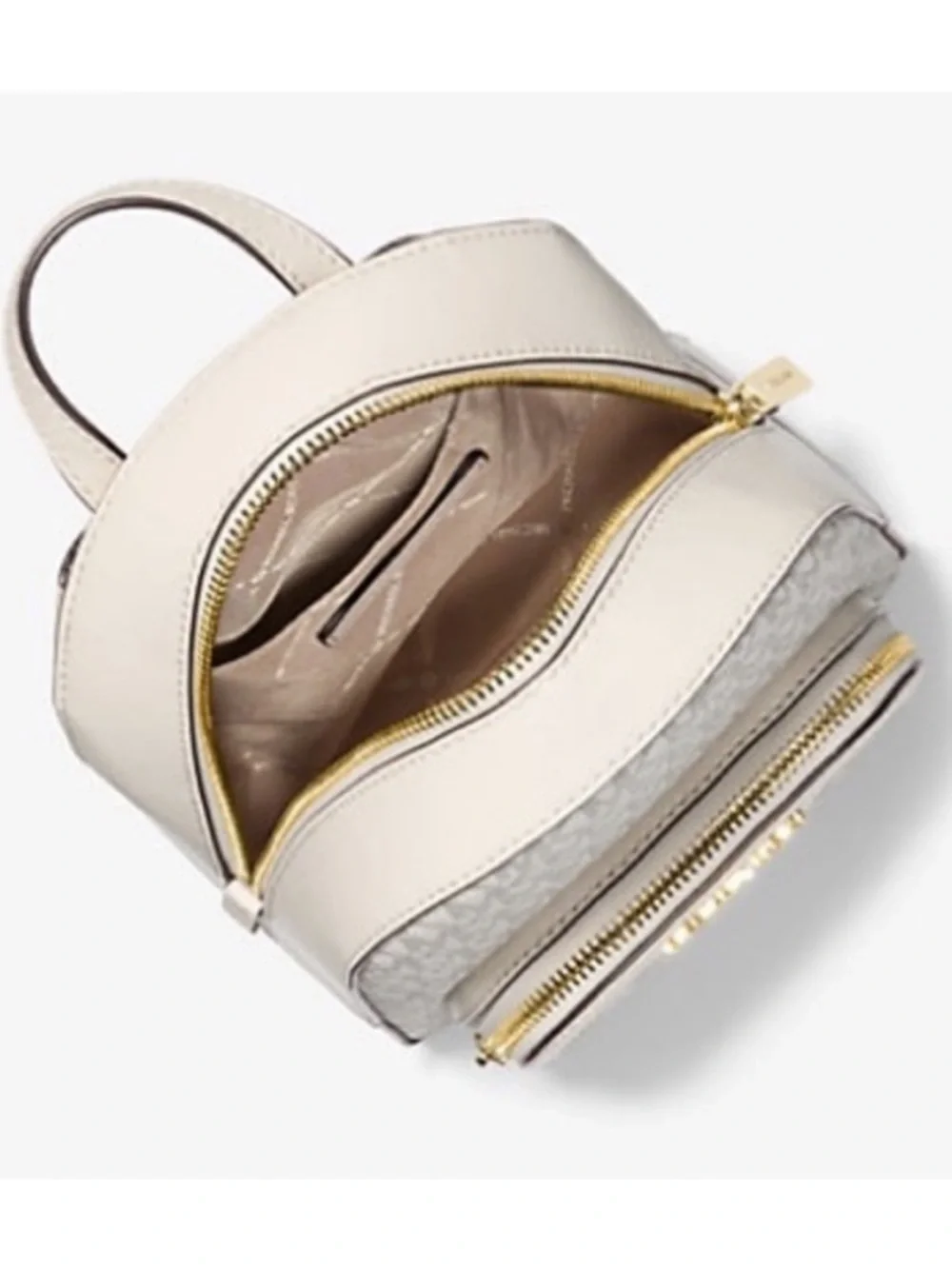 Michael Kors Jaycee Extra Small Convertible Zip Packet Backpack Cream/White